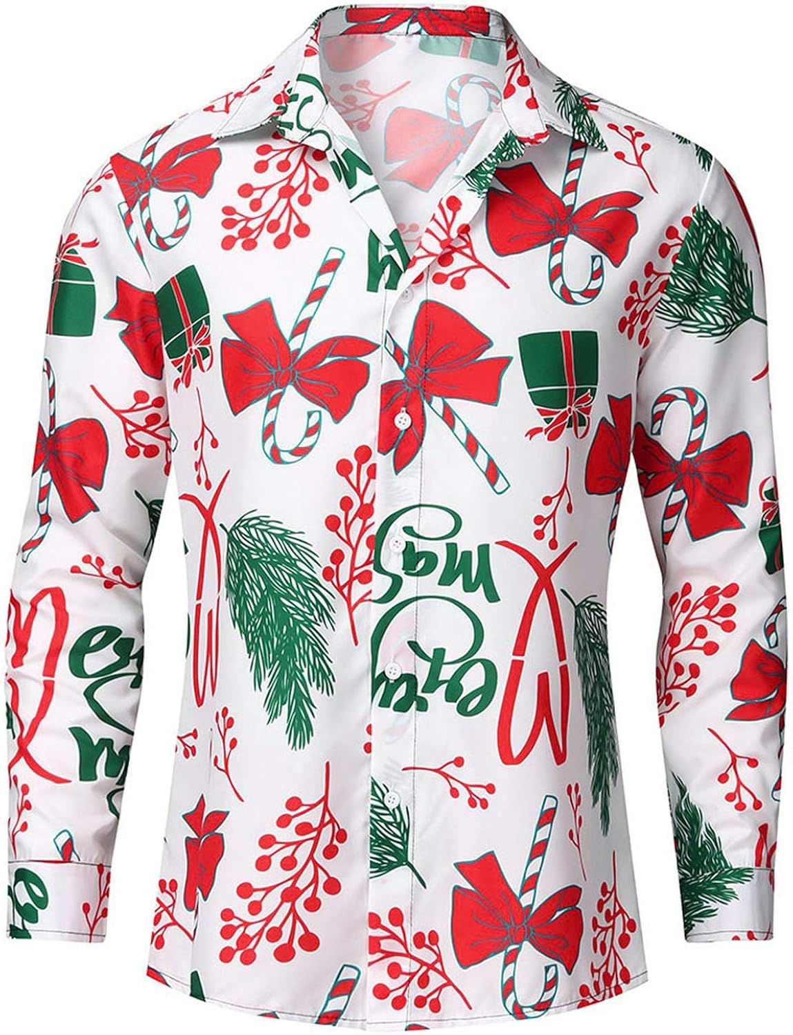 Belovecol Herren Weihnachtshemd – 3D-Druck, Langarm, Freizeitschnitt – Lustiges Funky Christmas Shirt