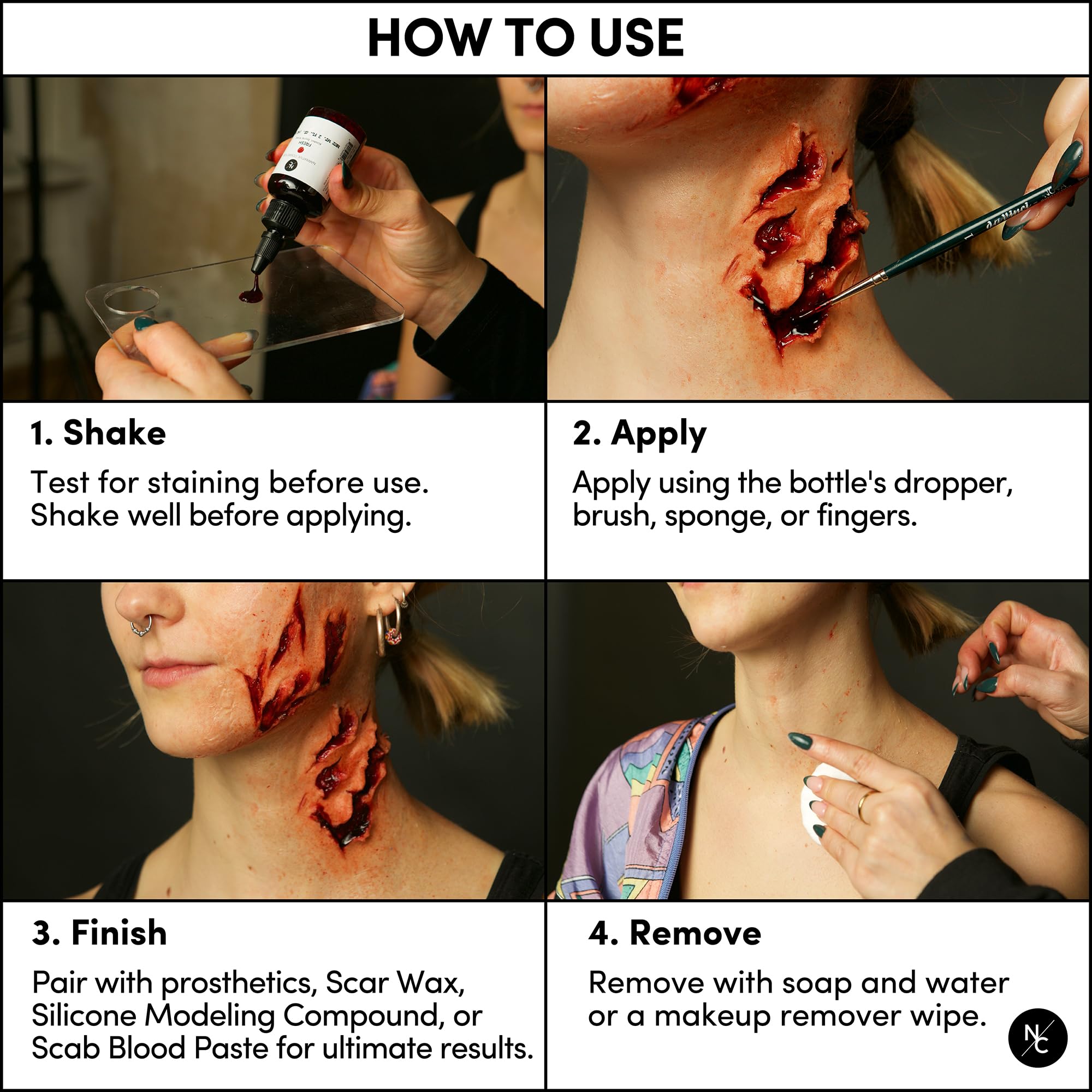 Alcohol Drying Blood, Ultra-Realistic Fake Liquid Blood, SFX Makeup for the Stage, Film, Halloween, and Cosplay - Fresh 2oz
