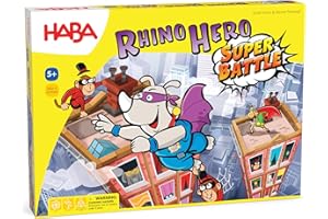 HABA Rhino Hero Super Battle - Exciting 3D Stacking Board Game for Kids & Adults, Fun Family Games, Stacking Card Games for Kids, Made in Germany