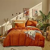 Houseri Burnt Orange Velvet Comforter Set Queen Fluffy Rust Bedding Comforter Queen Size Women Girls Terracotta Micromink Sherpa Comforter Sets Flannel Plush Fuzzy Caramel Reddish Bed Comforter Queen