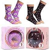 Pop Craze - 2 or 4 Pairs Doughnut Socks in a Box - 1 Size Fits Most. Novelty Food Socks, Funny Gift for Men and Women