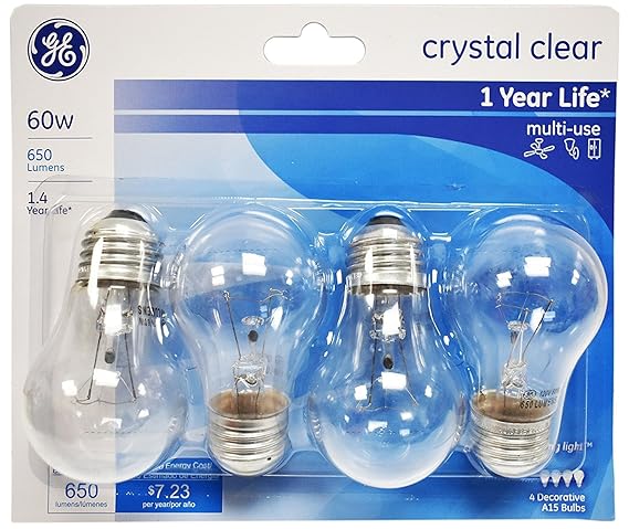 Ge Lighting 60 Watt 650 Lumens A15 Clear Ceiling Fan Bulbs 4