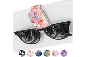 NPOOYI Sunglasses Holder for Car Visor, Magnetic Leather Sunglass Holder, Sun Visor Glasses Hanger Clip, Car Interior Accessories for Women Men, Fits All Size Eyeglasses, Watercolor Flowers