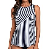 Hanna Nikole Tankini Tops for Women High Neck Swimsuits Top Tummy Control Bathing Suits Modest Swim Tank Top No Bottom
