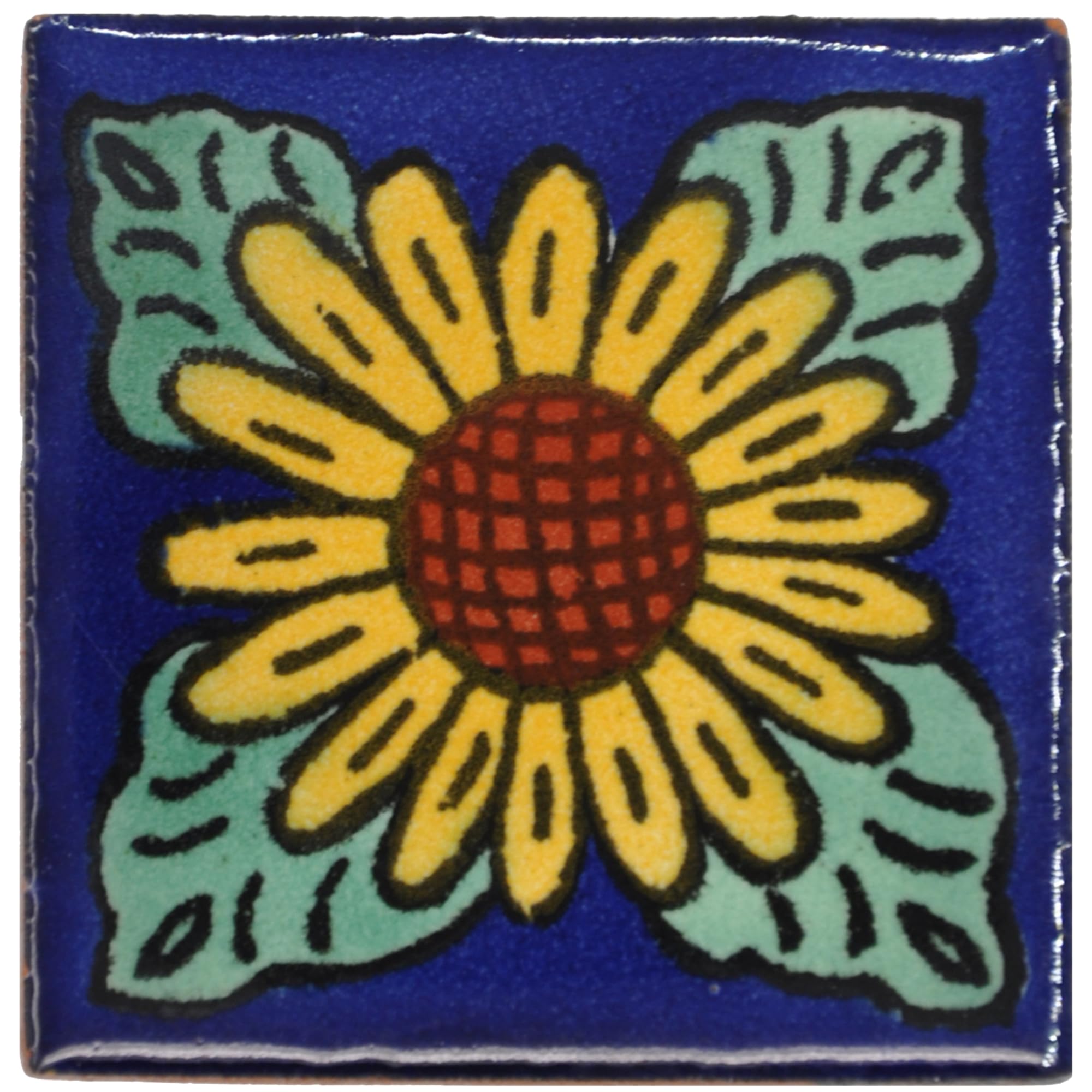 Tumia LAC Handmade Mexican Talavera Tile - Authentic Style Isabella Ceramic Tiles for Crafts, Backsplashes and Home Improvement - 10 Pack