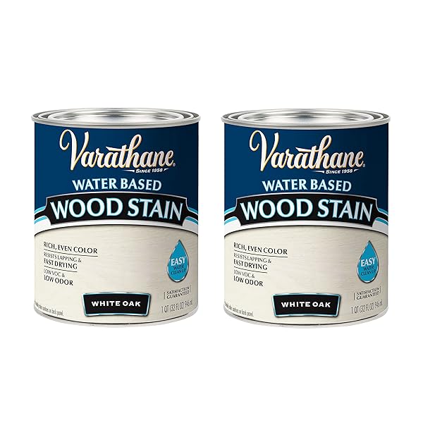 VARATHANE 384807-2PK WATER BASED WOOD STAIN, QUART, WHITE OAK, 2 PACK