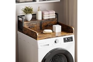 Garvee 2-Tier Washer Dryer Countertop with Shelf and 2 Drawers, Washing Machine Topper with High Guardrails and Smooth Edges 