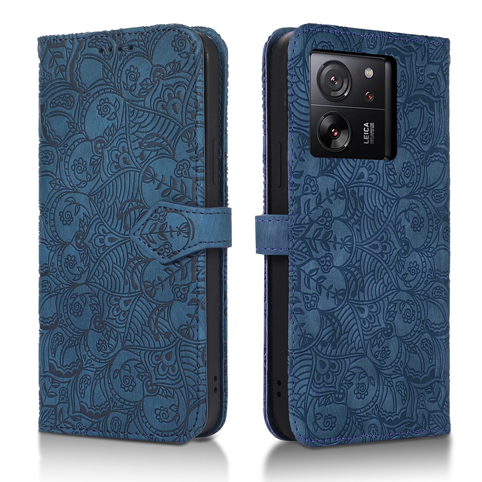 Succtopy Mobile Phone Case for Xiaomi 13T Pro 5G - PU Leather Case with Card Slots and Stand Function, Flip Wallet Cover Case, Protective Case, Blue — image 1