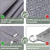 Yeahmart Sun Shade Sail Square 3.6x3.6m with Fixing Kit Grey view 5