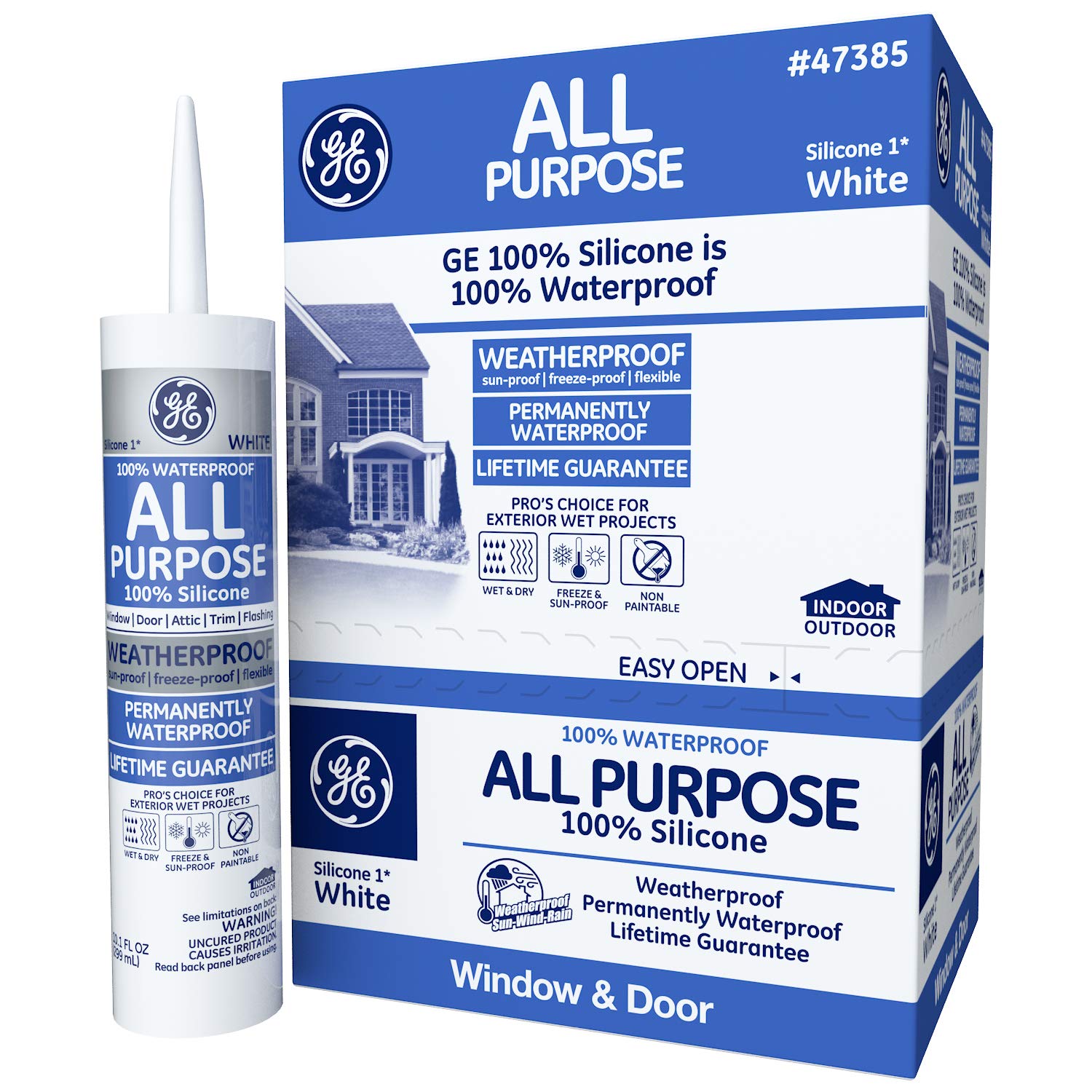 GE GE112A Silicone 1 All Purpose Sealant Caulk, 10.1oz, White Buy