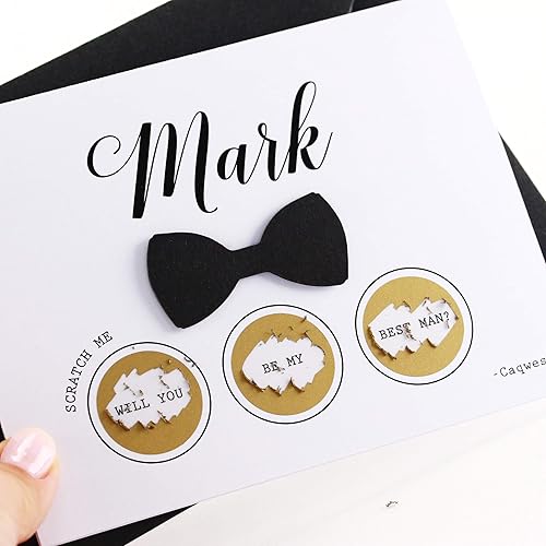 Amazon Com Will You Be My Groomsman Be My Groomsman Scratch Off Card With Bow Tie Groomsman Card Best Man Card Usher Card Handmade