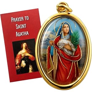 Westmon Works St Agatha Medal Colorful Italian Metal Charm with Prayer Card | Made in Italy, Breast Cancer Patron Saint Gift,