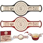 Silicone Bread Sling for Dutch Oven, 2 PCS Non-Stick Reusable Bread Baking Mats with Long Handles, Seamless Design Easy to Transfer Sourdough Sling Silicone Sourdough Sling Dough (Round Red, Gray)