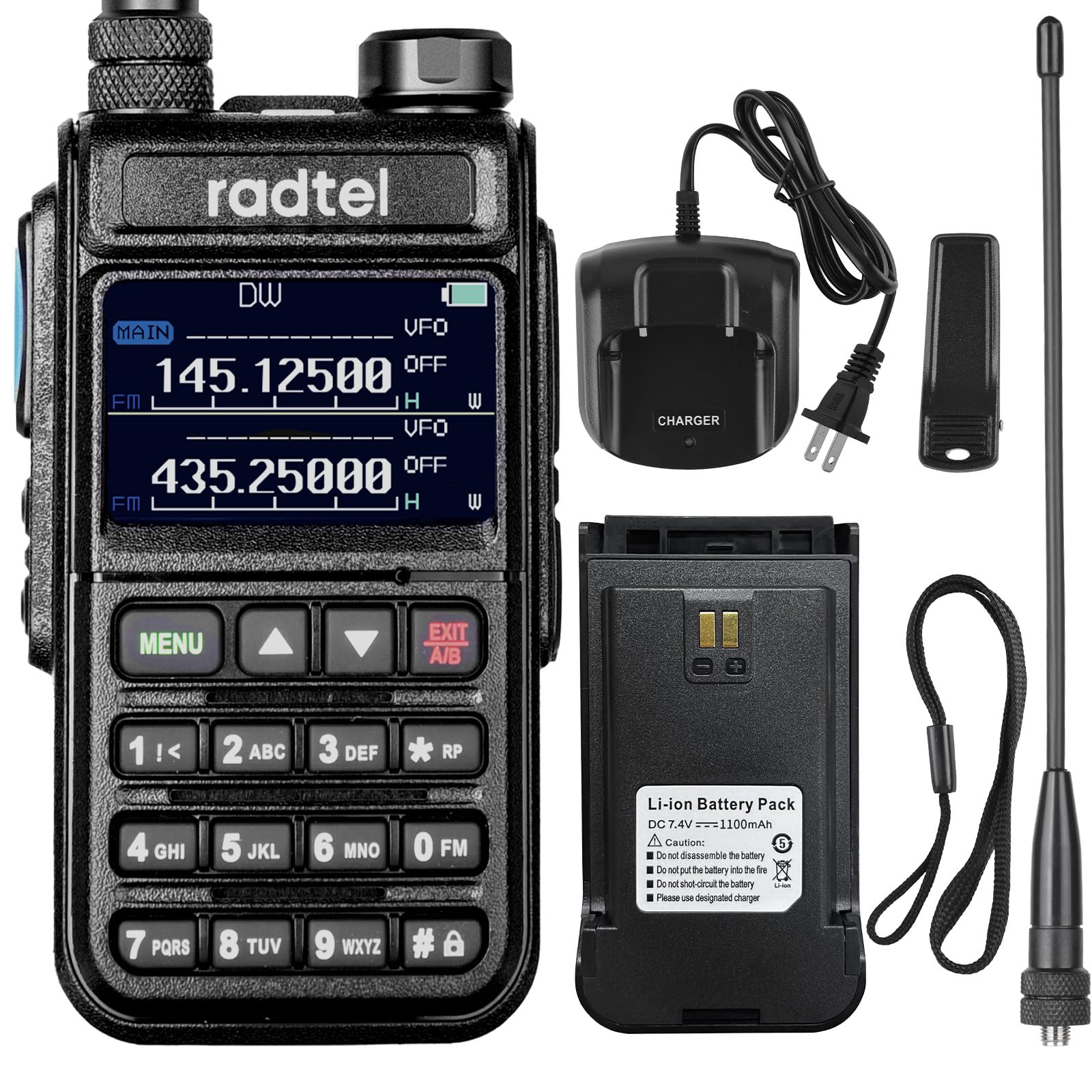 Photo 1 of Radtel RT-890 Ham Radio 999 Channels Full Band Long Range Handheld Walkie Talkie AM Air Band Radio NOAA 108-520Mhz Scanning Receiver HT Transceiver Type C Battery Copy Frequency for Hiking