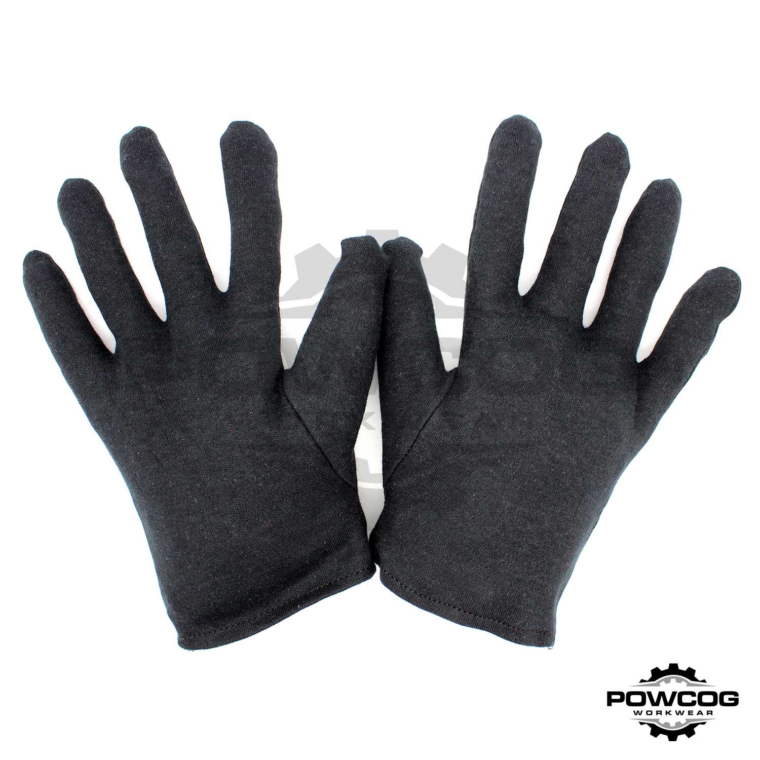 3 x Powcog Black 100 Cotton Gloves in Medium Beauticians, Skin