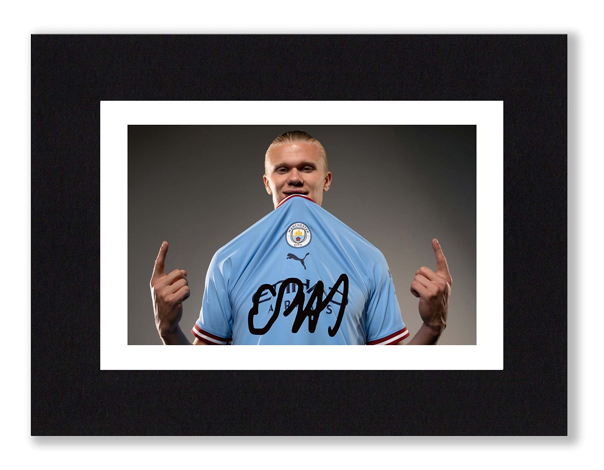 Erling Haaland Signed 8x6 Inch Mounted Photo Print With Pre Printed Signature Manchester City Autograph Gift, Ready To Be Framed