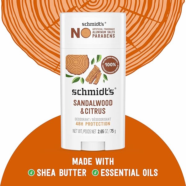 SCHMIDT’S ALUMINUM-FREE VEGAN DEODORANT SANDALWOOD & CITRUS FOR WOMEN AND MEN, WITH 24 HOUR ODOR PROTECTION, NATURAL INGREDIENTS, CRUELTY-FREE, 2.65 OZ