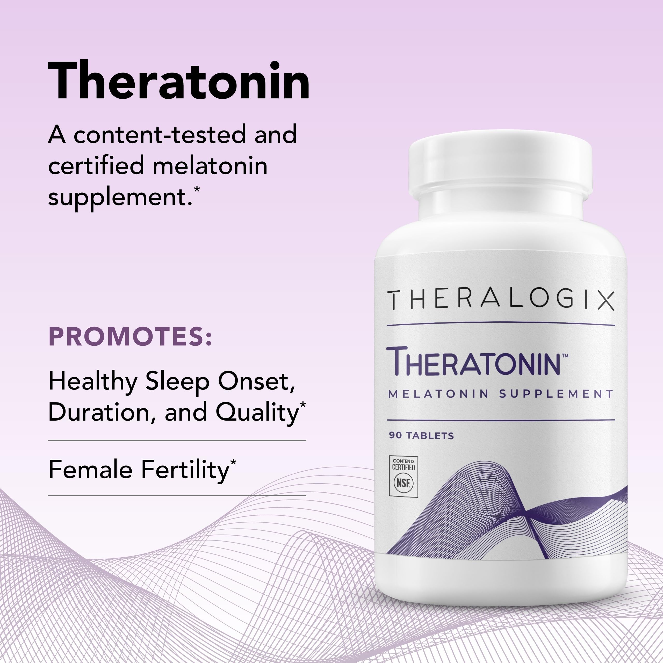 Theralogix Theratonin Melatonin Supplement - 90-Day Supply - Sleep Support Supplement - Melatonin to Aid a Good Night's Sleep - Supplement for Women to Support Fertility - NSF Certified - 90 Tablets