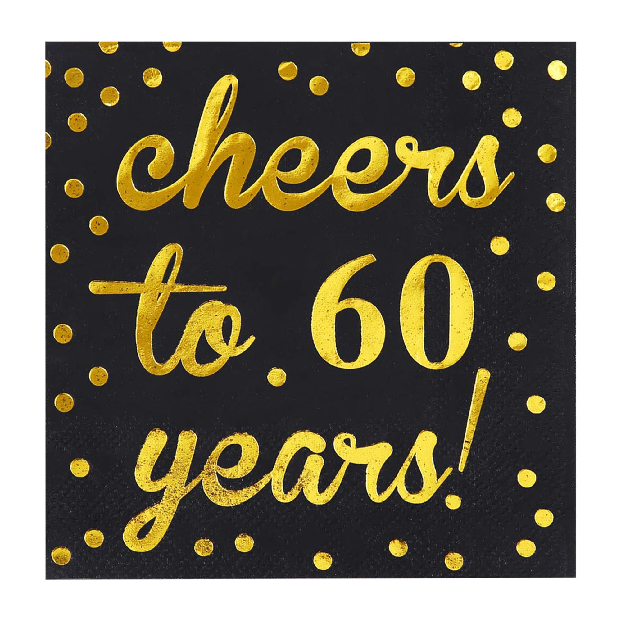 ELCOHO 60 Pack Cocktail Napkins 60th Birthday Decorations Luncheon Napkins for Birthday, Anniversary Party Supplies, Cheers to 60 Years Design, 2 Layers, 5 by 5 Inches