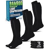 Doctor's Select Bamboo Viscose Light Compression Socks for Women & Men - 3 Pairs, 8-15 mmHg Compression Socks, Knee High
