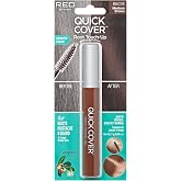 RED by KISS Quick Cover Root Touch Up Rescue (Medium Brown), Mascara Natural Water-Resistant Temporary Gray Concealer Cover Up Brush for Hair Mustache &amp; Beard, Formulated with Jojoba Oil