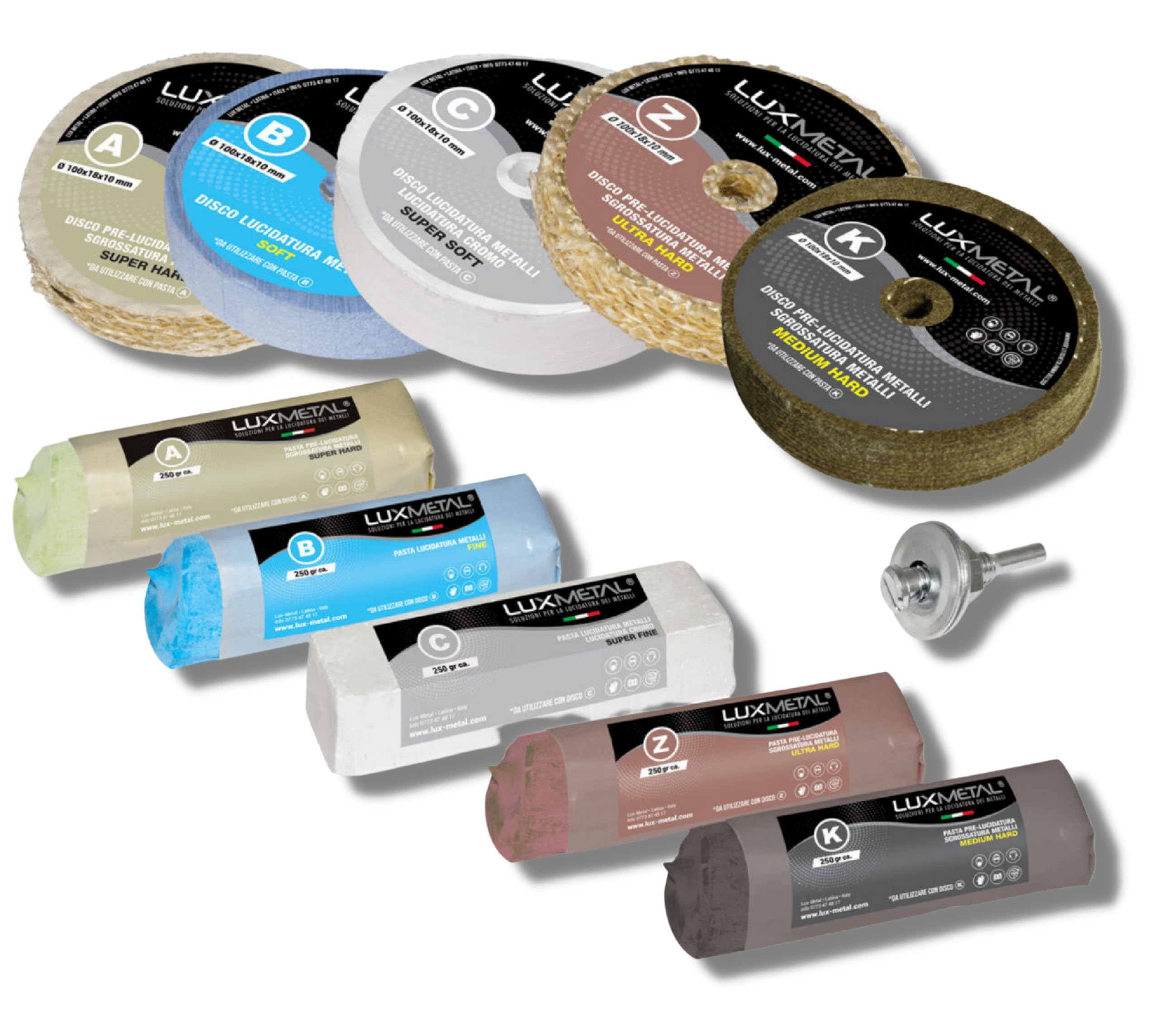 Polishing Kit 04 – Diameter 100 for Polishing and Clean Aluminium Stainless Steel Brass Bronze Copper Chrome Chrome Silver Oxidized Scratched Pasta and Sanding Sanding Disc