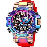 MASTOP Men's Tactical Military Watches for Men Sports Outdoor Watch 55mm Large Face 50M Waterproof Date Multi Function LED Alarm Rugged Wristwatch for Training Hiking Adventure