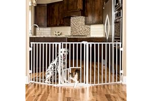 CARLSON PET PRODUCTS Carlson 76 Inch Wide Flexi Configurable Walk Through Pet Gate,Off-white