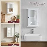 Vida Designs Bath Vida Priano Bathroom Cabinet Single Mirrored Door White view 5