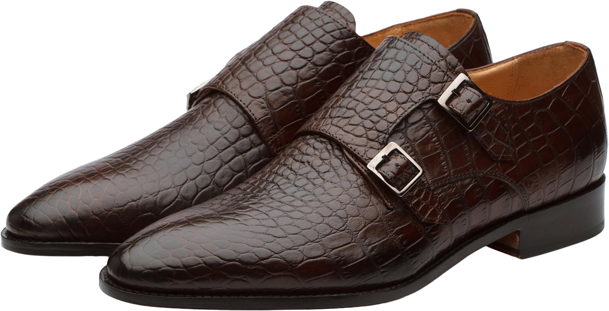 Crocodile Print Double Strap Monk