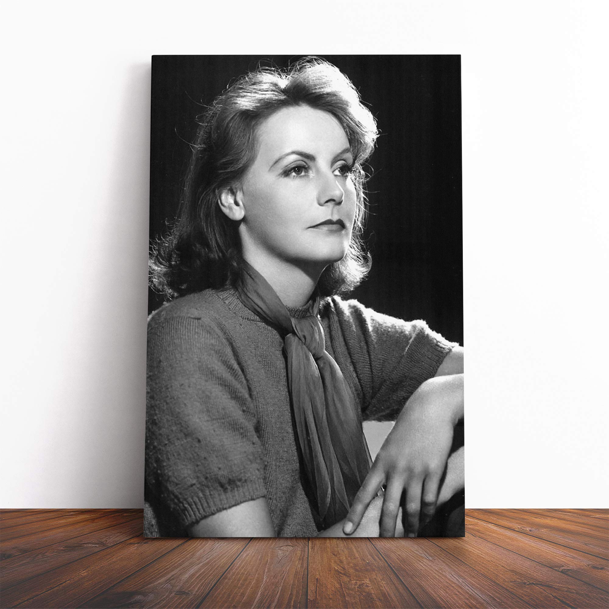 Greta Garbo Canvas Print | Gallery Wrapped 30mm Frame Wall Art | 20x14 inches | Ready to Hang | Modern Picture | Living Room Bedroom Lounge Office