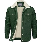 EKLENTSON Men's Corduroy Jackets Sherpa Lined Winter Coats Thermal Warm Fleece Jacket Casual Lapel Trucker Jackets