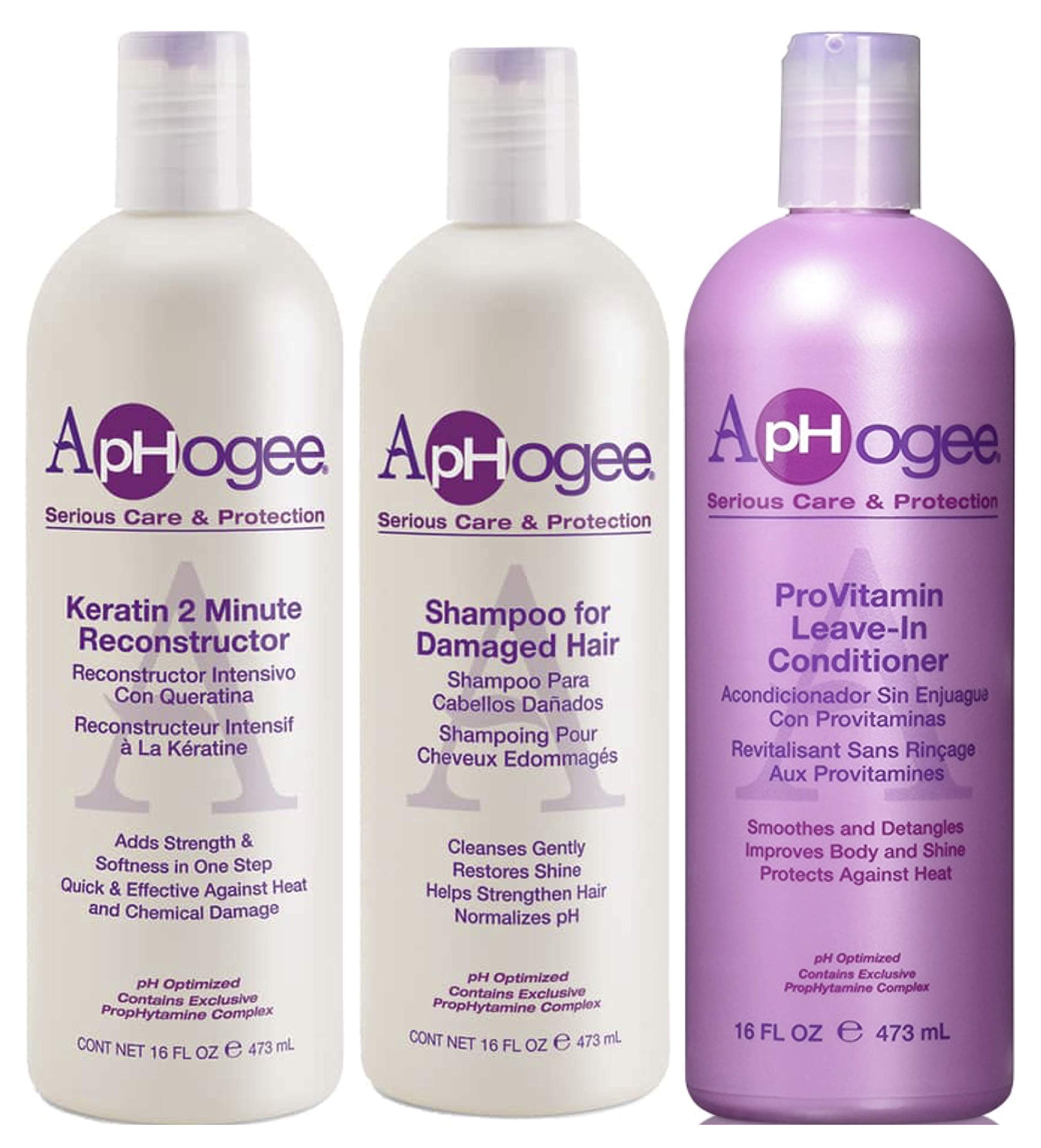 Aphogee Keratin 2 Minute Reconstructor with Shampoo for Damage Hair & ProVitamin Leave-in Conditioner