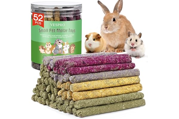 52Pcs Rabbit Chew Sticks, Guinea Pig Toys, Natural Timothy Teeth Stick | Rabbit Bunny Chew Sticks Toys for Teeth Mixing Flowers, Roses, Calendula and Forget Me Not, Small Animals Treats
