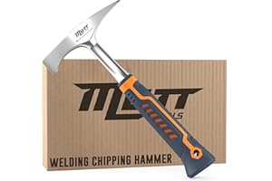 Mutt Tools 14oz Head Weight Welding Chipping Hammer - Professional Slag Hammer for Welders - Forged Steel Impact Tool for Met