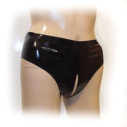Latex Female String ouvert Schwarz extra heiß - 0,3 mm Size:L