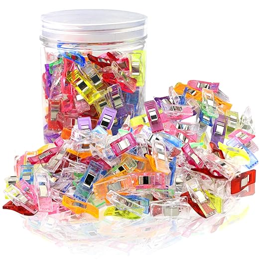 Wisfox 100 Stück Nähklammern 2.7X1X1.7 CM Perfekt für Nähen, - Clips, Quilting Clips, Bastelklammern, Häkeln, Klammern. Mit P