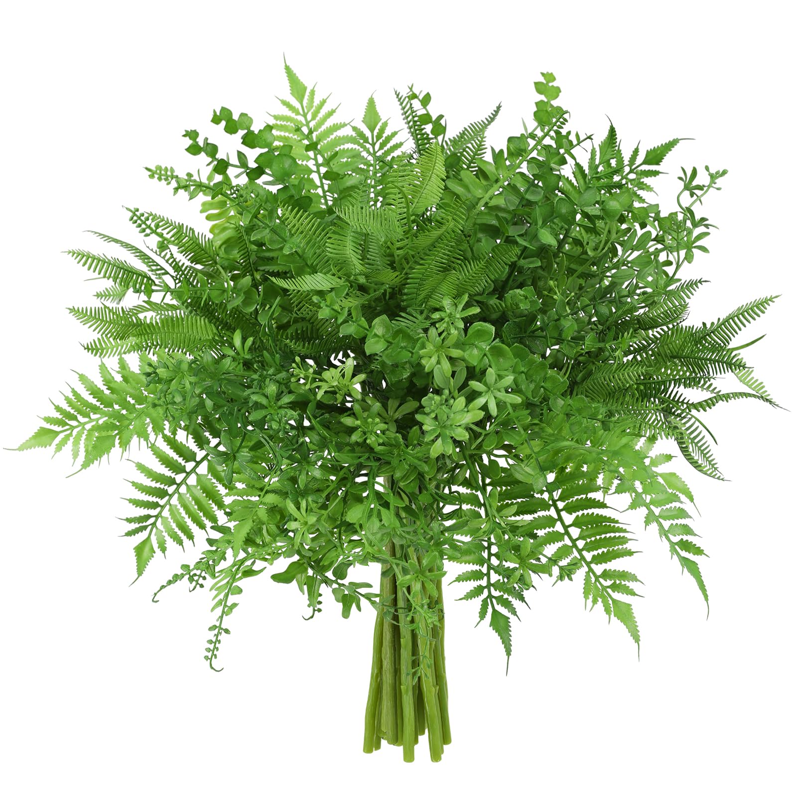 Floralsecret 20pcs Artificial Boston Fern Plants Faux Greenery Eucalyptus Stems for Home Garden Office Floral Arrangements Table Centerpieces Indoor Outdoor Decor