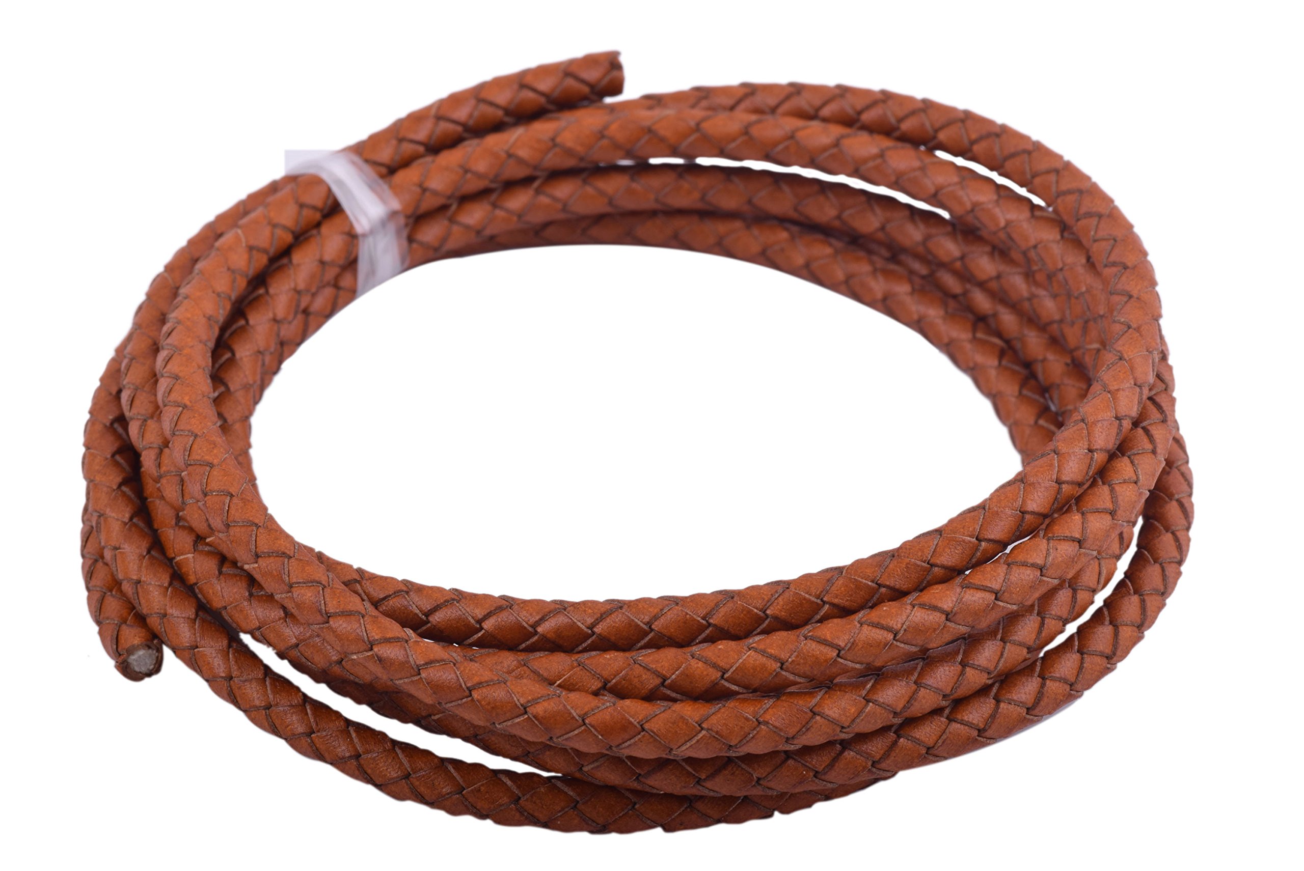 KONMAY 1.8Meters 5.0mm Vintage Tan Genuine Leather Braided Bolo Leather Cord…