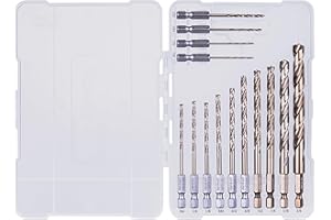NordWolf 14-Piece M35 Cobalt Drill Bit Set for Stainless Steel, Hard Metals & Cast Iron, Jobber Length with 1/4" Hex Shank, SAE Sizes 1/16" to 3/8" in Storage Case