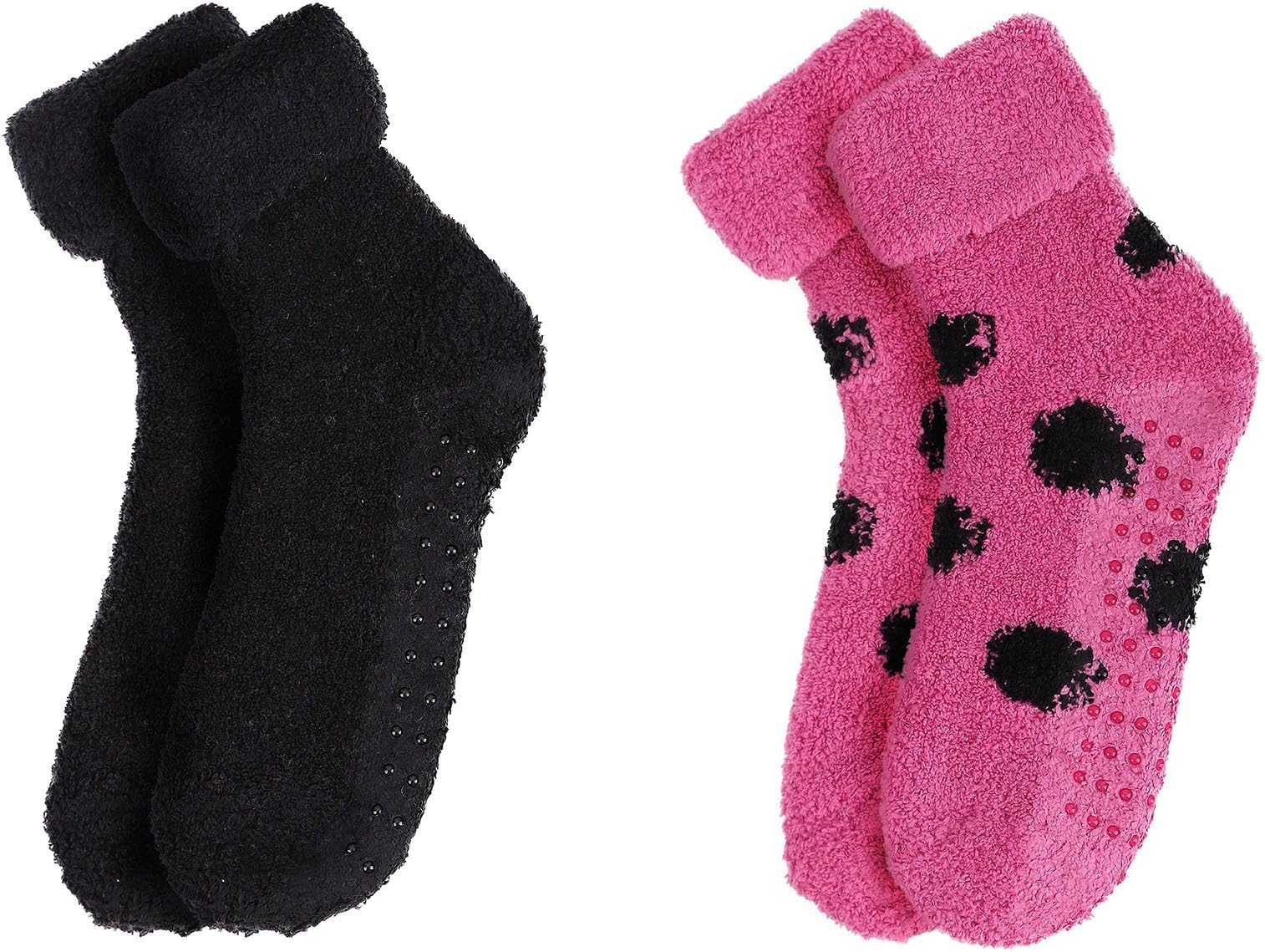 Eqoba Women's Soft Fuzzy Anti-Skid/Non-skid/Hospital Socks –Assorted Packs