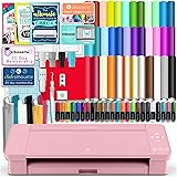 Silhouette Pink Cameo 4 Starter Bundle with 38 Oracal Vinyl Sheets, T-Shirt Vinyl, Transfer Paper, Class, Guides and 24 Sketc