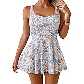 B2prity One Piece Swimdress Swimsuit for Women Tummy Control Wrap Swim Dress Modest Ruched Skirt Bathing Suit