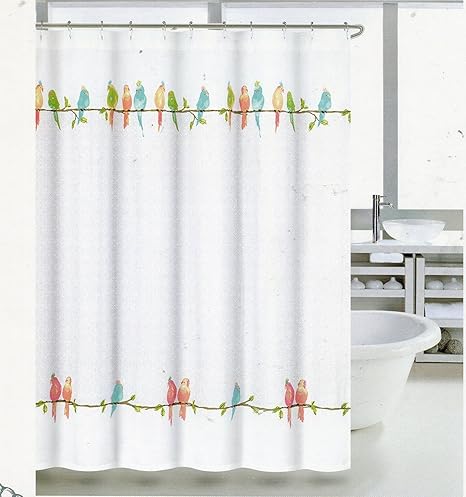 Amazon Com Coastal Collection Parakeets Fabric Shower Curtain