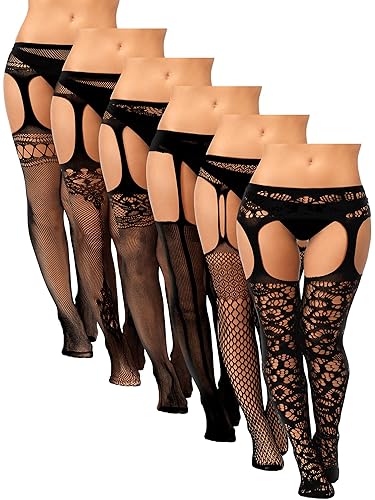 Skylety 6 Pairs Fishnet Stockings for Women Plus Size Thigh-high Tights  Stockings Suspender Pantyhose Garter Belts(Medium-large,Classic Black) in  Dubai - UAE | Whizz Tights