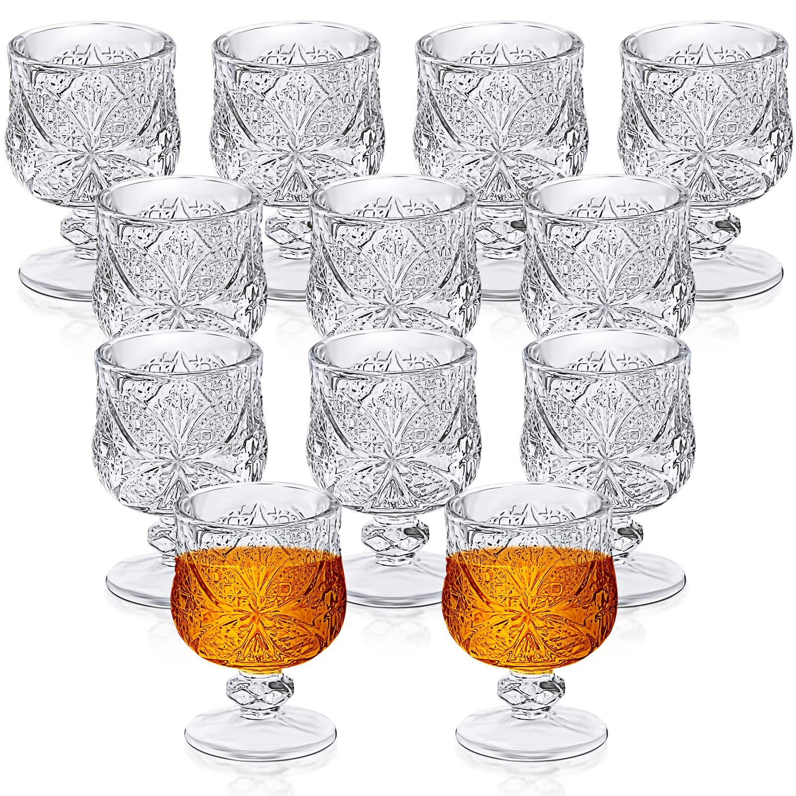 Photo 1 of 1.75 oz Shot Glasses Set Fancy Cute Shot Glasses Cordial Crystal Shot Glassware Clear Embossed Glass Snifters Drinkware for Wine Sherry Vodka cocktail Beverage Wedding Party Bar Supplies (12 Pieces)
