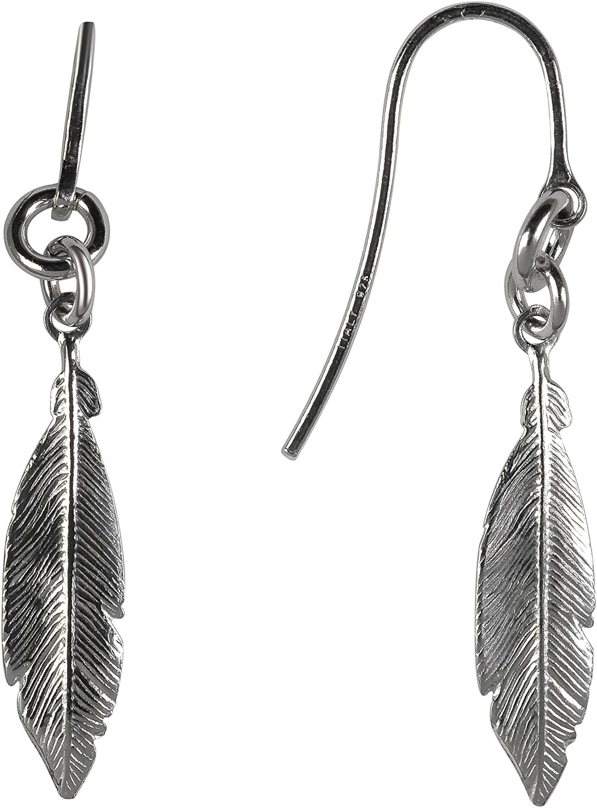 925 Sterling Silver Women's Feather Earrings