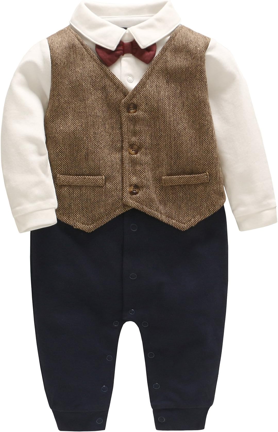 DecStore Baby Boys Bowtie Gentleman Romper Jumpsuit Overalls Rompers Formal Outfit