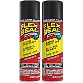 Flex Seal Spray Rubber Sealant Coating, Waterproof, Black, 14 oz, 2-Pack | Stops leaks fast, seals out water, air, moisture, prevents rust, paintable, flexible, gutters, roof repair, RV, wood, metal