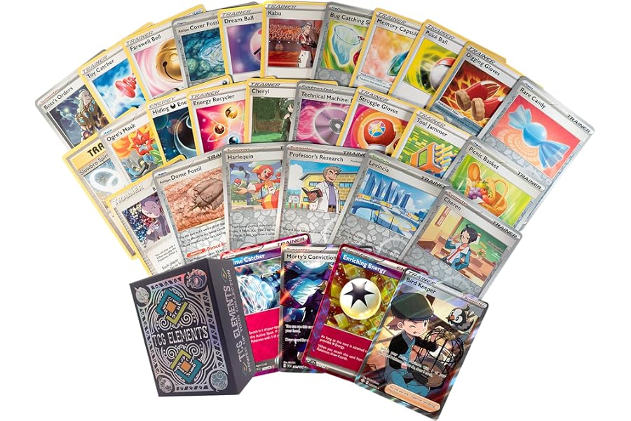 Tcg Elements Pokemon Trainer Cards Bundle, 100+ Authentic Trading Card…